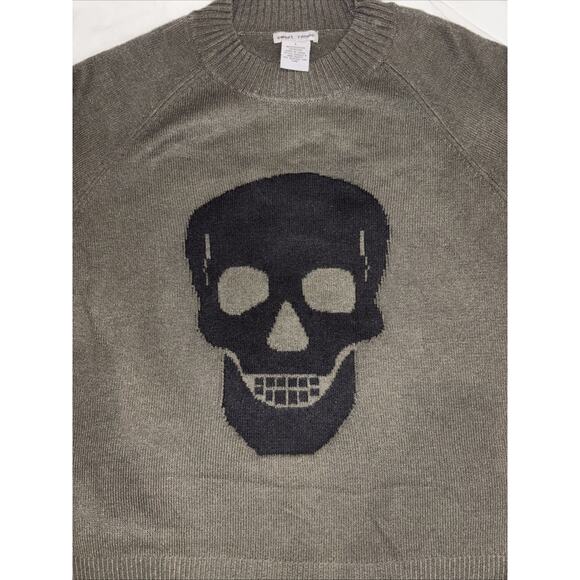 Sweet Romeo Skull Sweater Womens Medium Olive Green w/Black Skull Emo Mallgoth - Picture 2 of 6